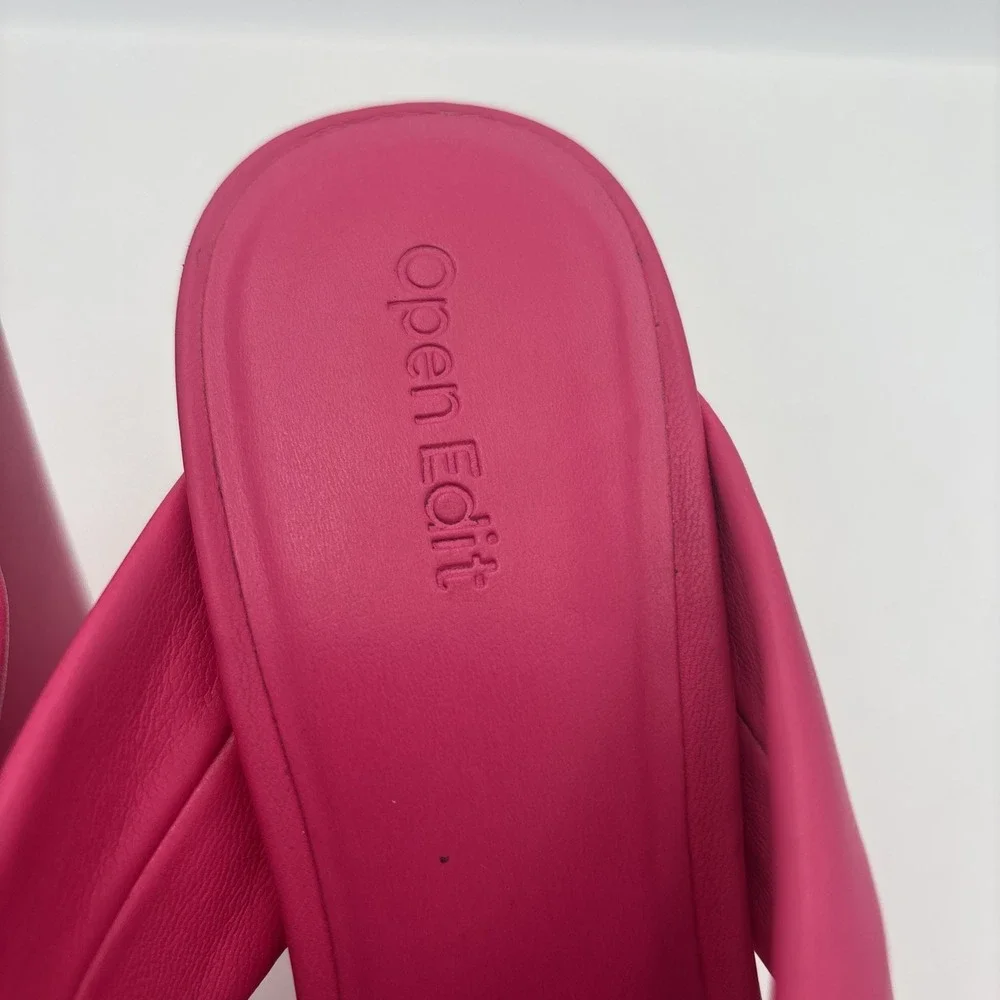 Open Edit Platform Sandals Size 6 Pink Square Open Toe Knotted Heels